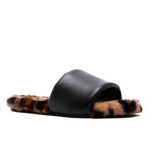 Leopard Faux Fur & Vegan Leather Slides